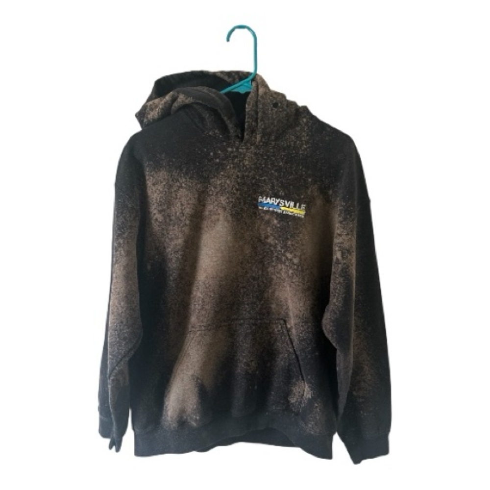 Upcycled Bleach Dyed Gildan Hoodie Marysville Police Officers Graphic Size L